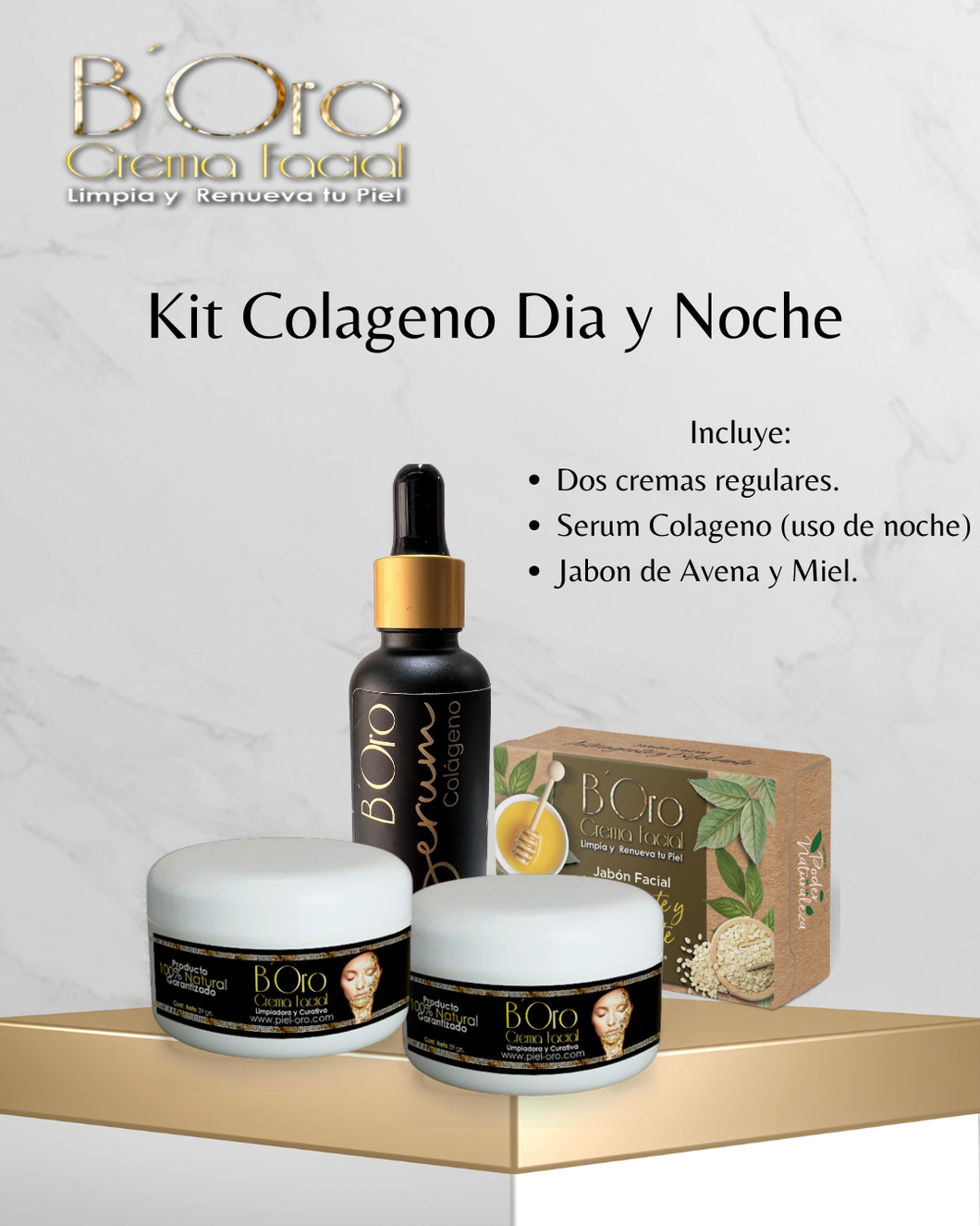 Kit Colageno Dia y Noche Plus con Jabon de Avena y Miel
